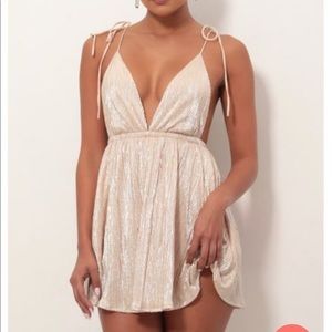 lucy in the sky champagne romper